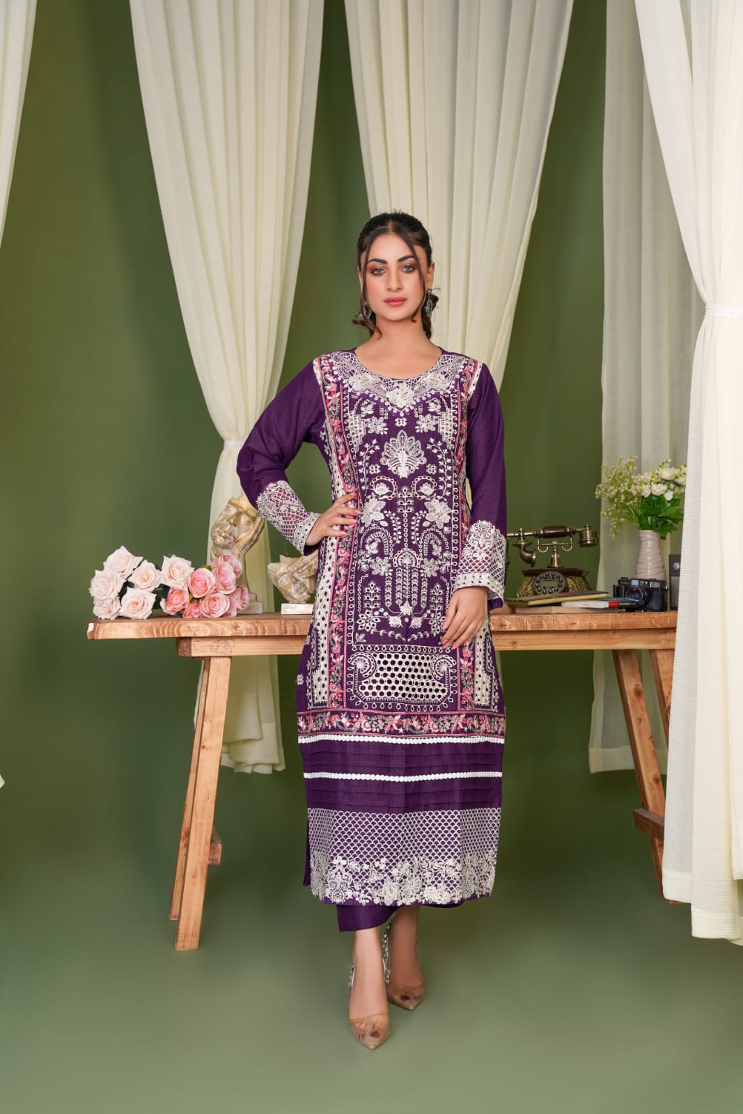 2 pcs chamki dhanak royal purle suit