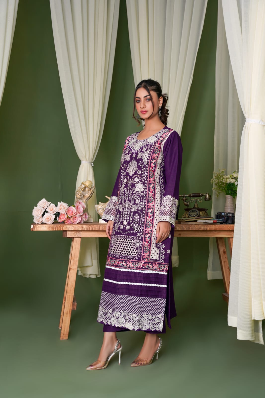 2 pcs chamki dhanak royal purle suit