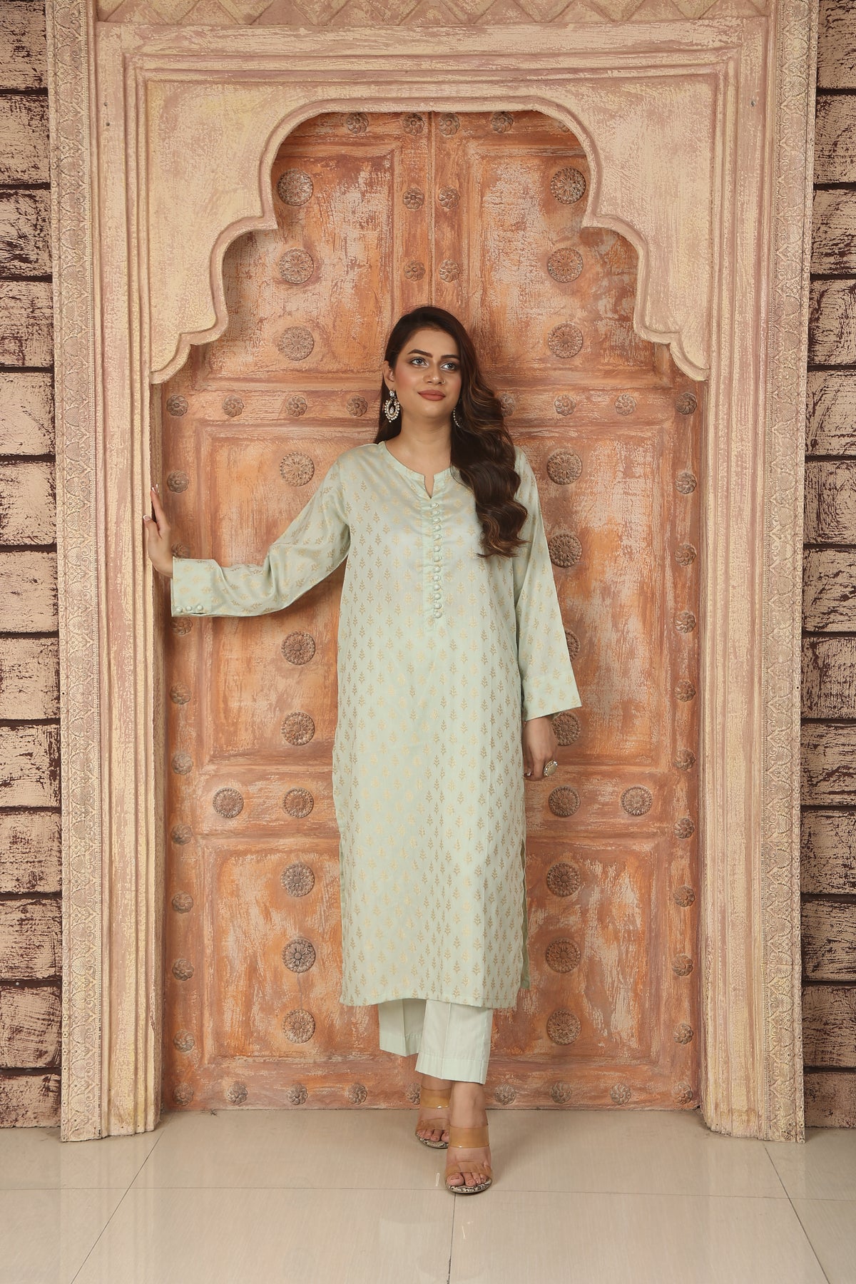 ASH GRAY EMBROIDED 2PCS FABRIC LAWN SUIT