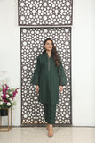 SLATE GREEN 2PCS EMBROIDED FABRIC LAWN SUIT