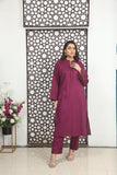 MAGENTA 2PCS EMBROIDED FABRIC LAWN SUIT