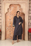 CHARCOAL BLACK 2PCS  PRINTED FABRIC LAWN SUIT